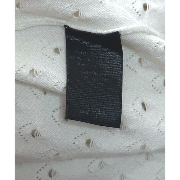 RAG & BONE Gianna Sweater Top Eyelet Pattern Crewneck Pullover Soft Cozy White - Picture 8 of 9